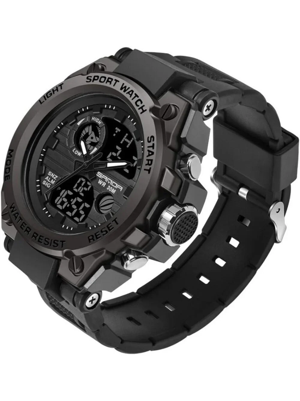Men's Black Analog Quartz Sport Outdoor Waterproof Military LED Digital Watch
